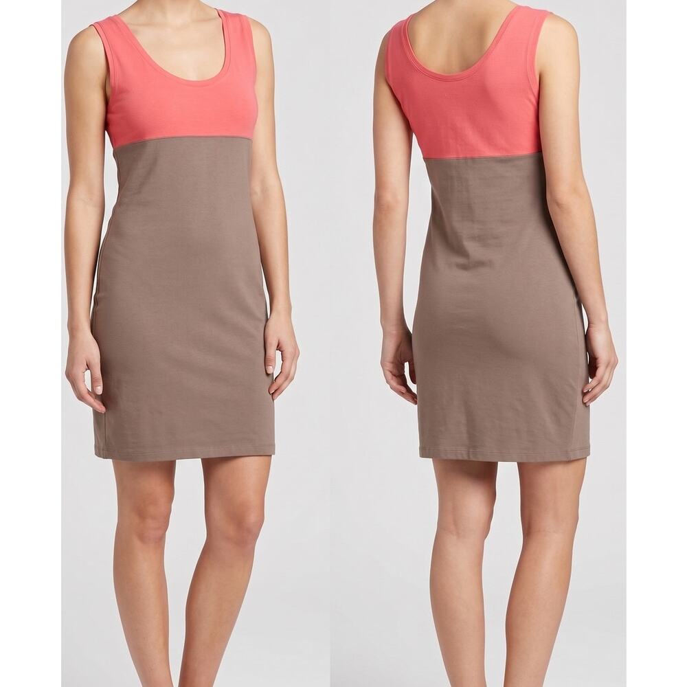 Moda International Dress Pink Brown Womens XS Stretch Cotton Spandex